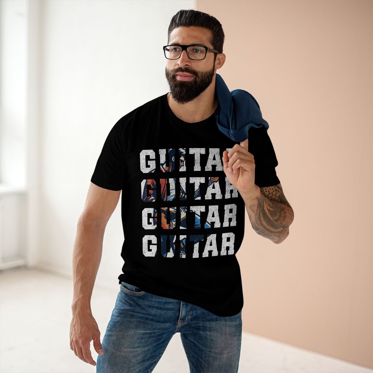 Vintage Guitar Stacked, Unisex T-shirt