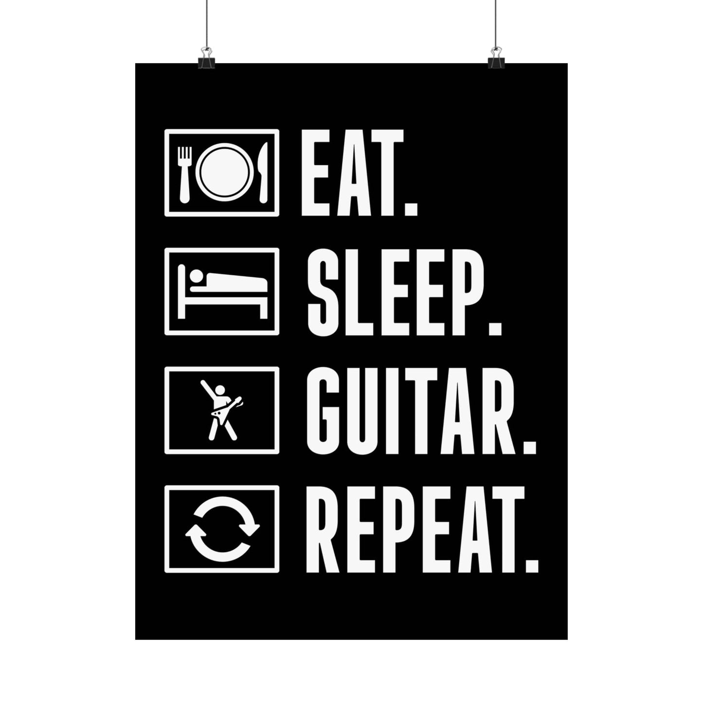 Eat Sleep Guitar Repeat Poster – Funny Music Wall Art for Guitar Players