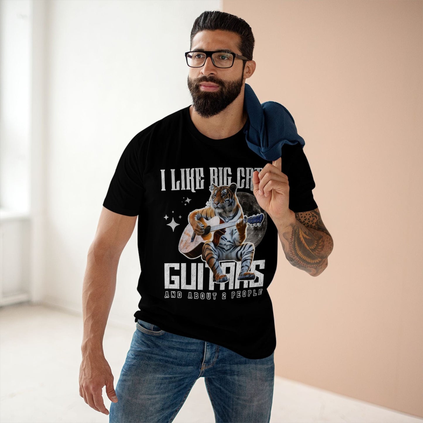 I Like Big Cats, Guitar, And About 2 People Tiger Guitar, Unisex T-shirt