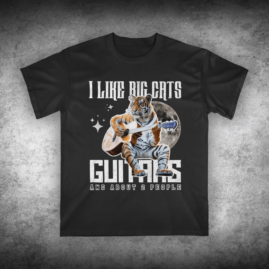 I Like Big Cats, Guitar, And About 2 People Tiger Guitar, Unisex T-shirt