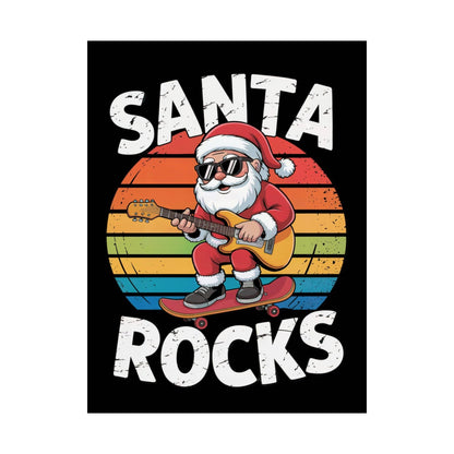 Santa Rocks Guitar Poster – Fun Retro Christmas Wall Art for Guitar Lovers