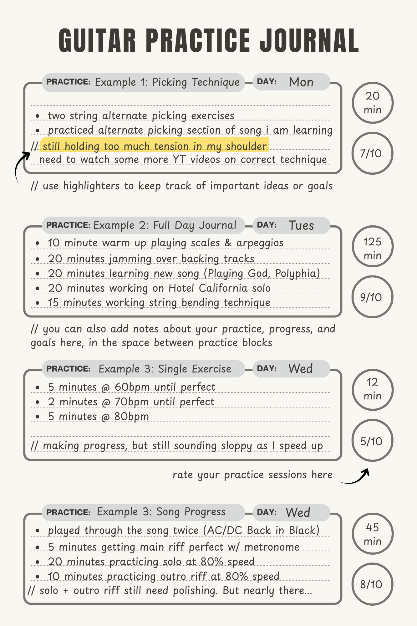 Eat Sleep Guitar Repeat Practice Journal