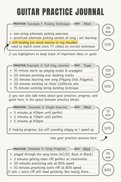 Eat Sleep Guitar Repeat Practice Journal