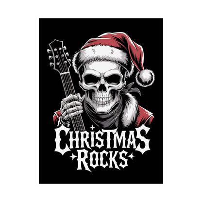 Christmas Rocks Guitar Poster – Cool Santa Skull Rock Wall Art