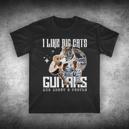 I Like Big Cats, Guitar, And About 2 People Tiger Guitar, Unisex T-shirt