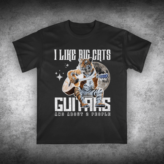 I Like Big Cats, Guitar, And About 2 People Tiger Guitar, Unisex T-shirt