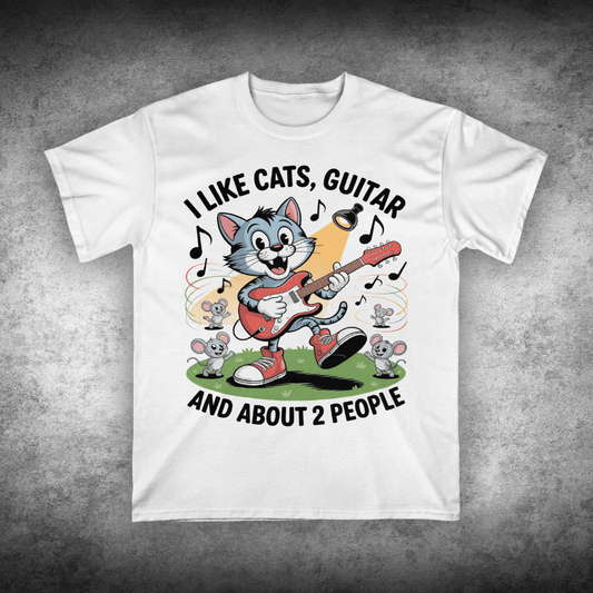 I Like Cats Guitar and About 2 People T-Shirt