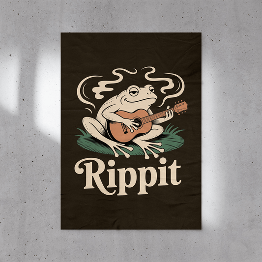 Rippit Guitar Frog Poster