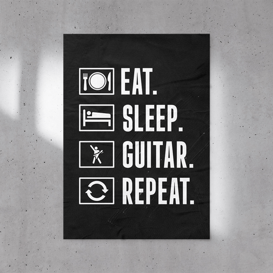 Eat Sleep Guitar Repeat Poster