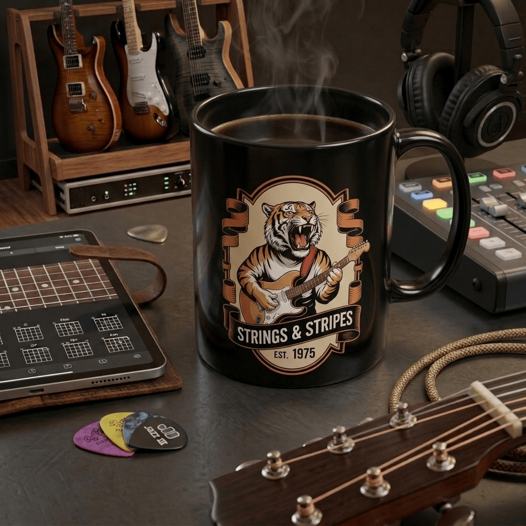 Strings & Stripes Tiger Guitar 11oz Mug