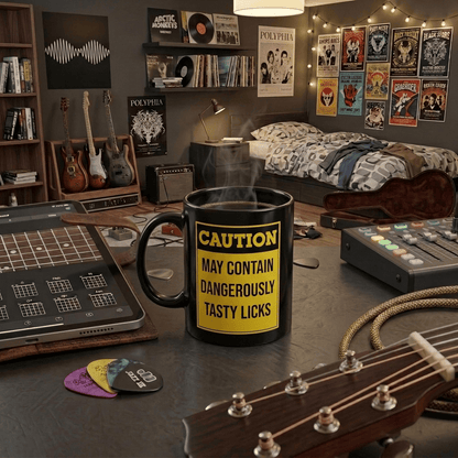 Caution Tasty Licks Guitar 11oz Mug