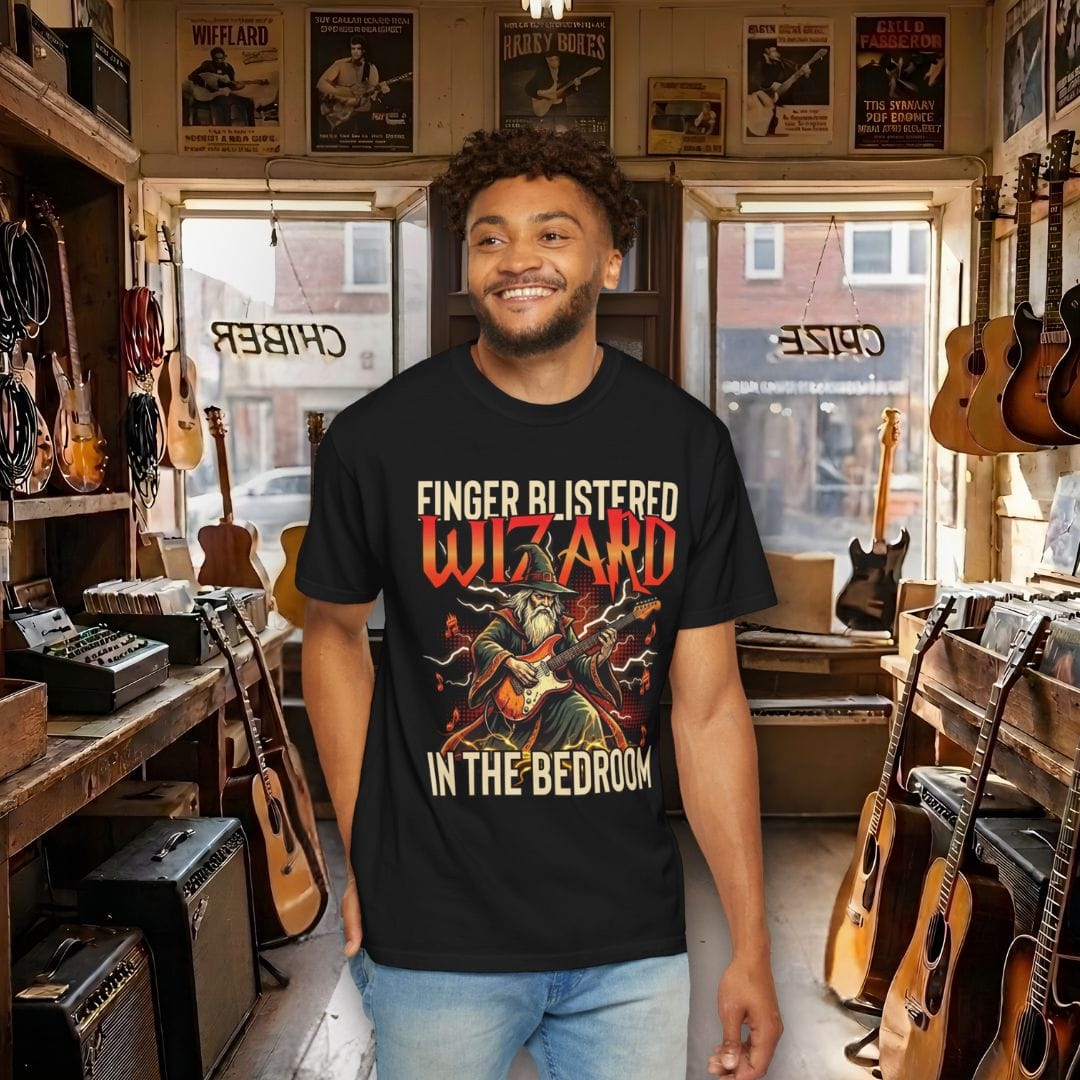 Finger Blistered Wizard Guitar T-shirt