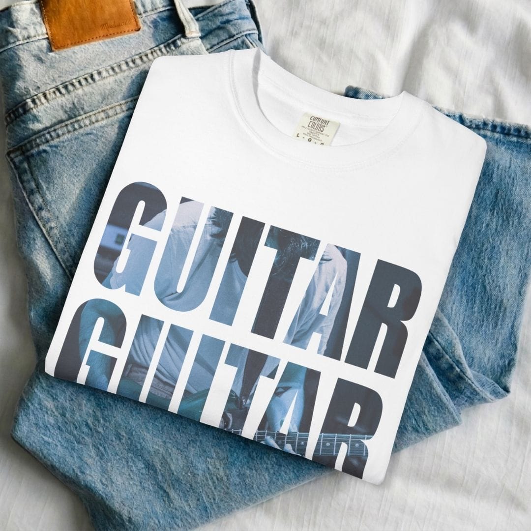 Guitar Stacked Blue T-shirt