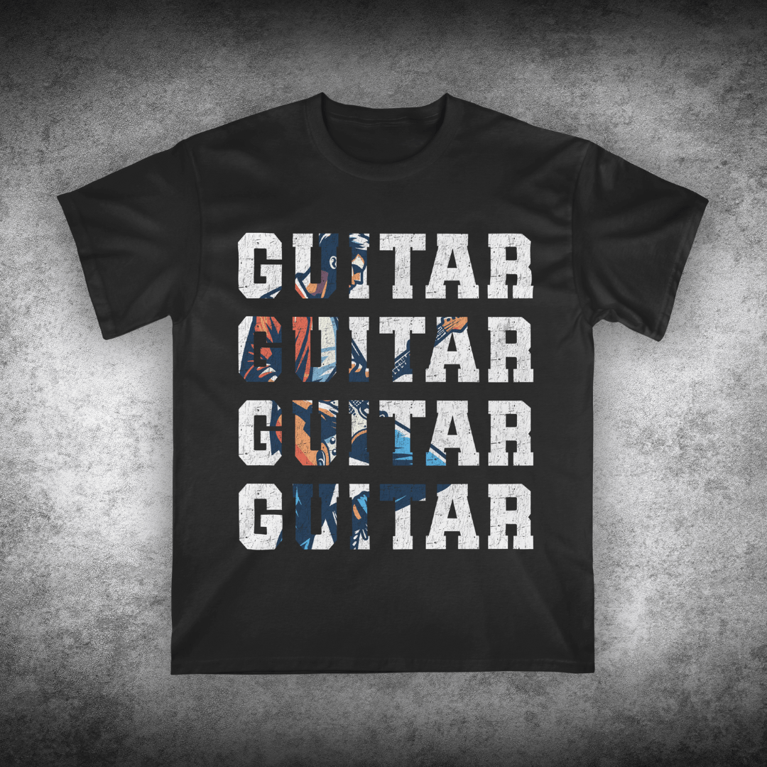 Vintage Guitar Stacked, Unisex T-shirt
