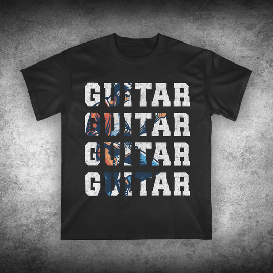 Vintage Guitar Stacked, Unisex T-shirt