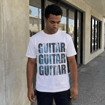 Guitar Stacked Blue T-shirt
