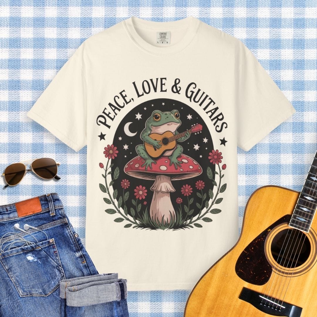 Peace, Love & Guitars Frog T-shirt