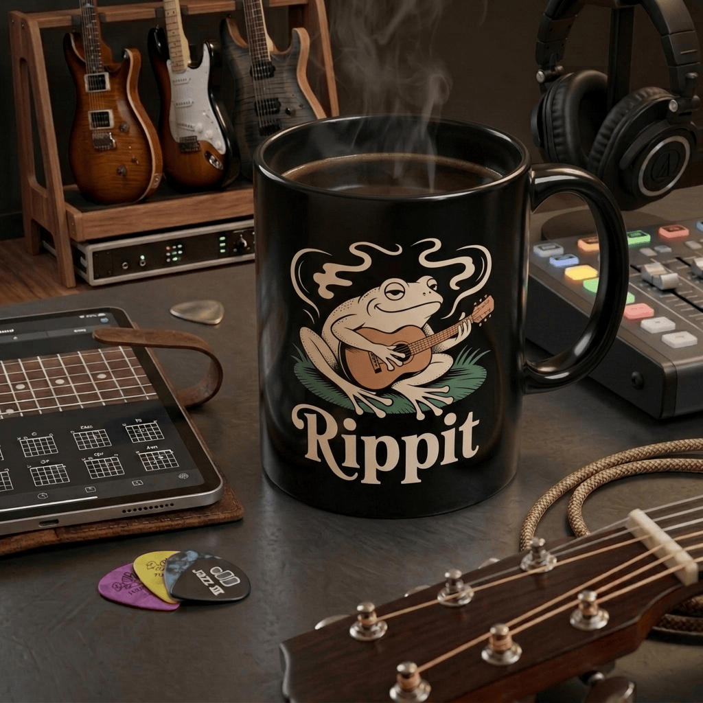 Rippit Guitar Frog Mug